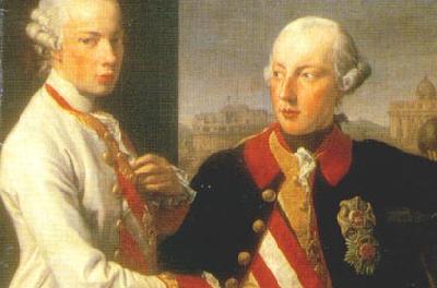 Pompeo Batoni Portrait of Emperor Joseph II (right) and his younger brother Grand Duke Leopold of Tuscany (left), who would later become Holy Roman Emperor as Leopo